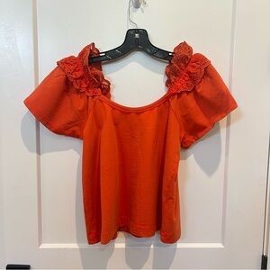 NWT Pilcro Eyelet Ruffle Top